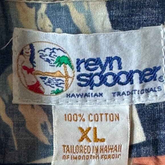 Reyn Spooner Mens XL Sailboat Reverse Print Shirt Hawaiian Short Sleeve Button - Picture 2 of 8